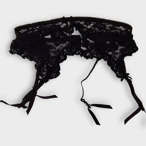 Garter Belt Women Black Lace Four Clips Stretchy Floral Sexy Intimates Stockings
